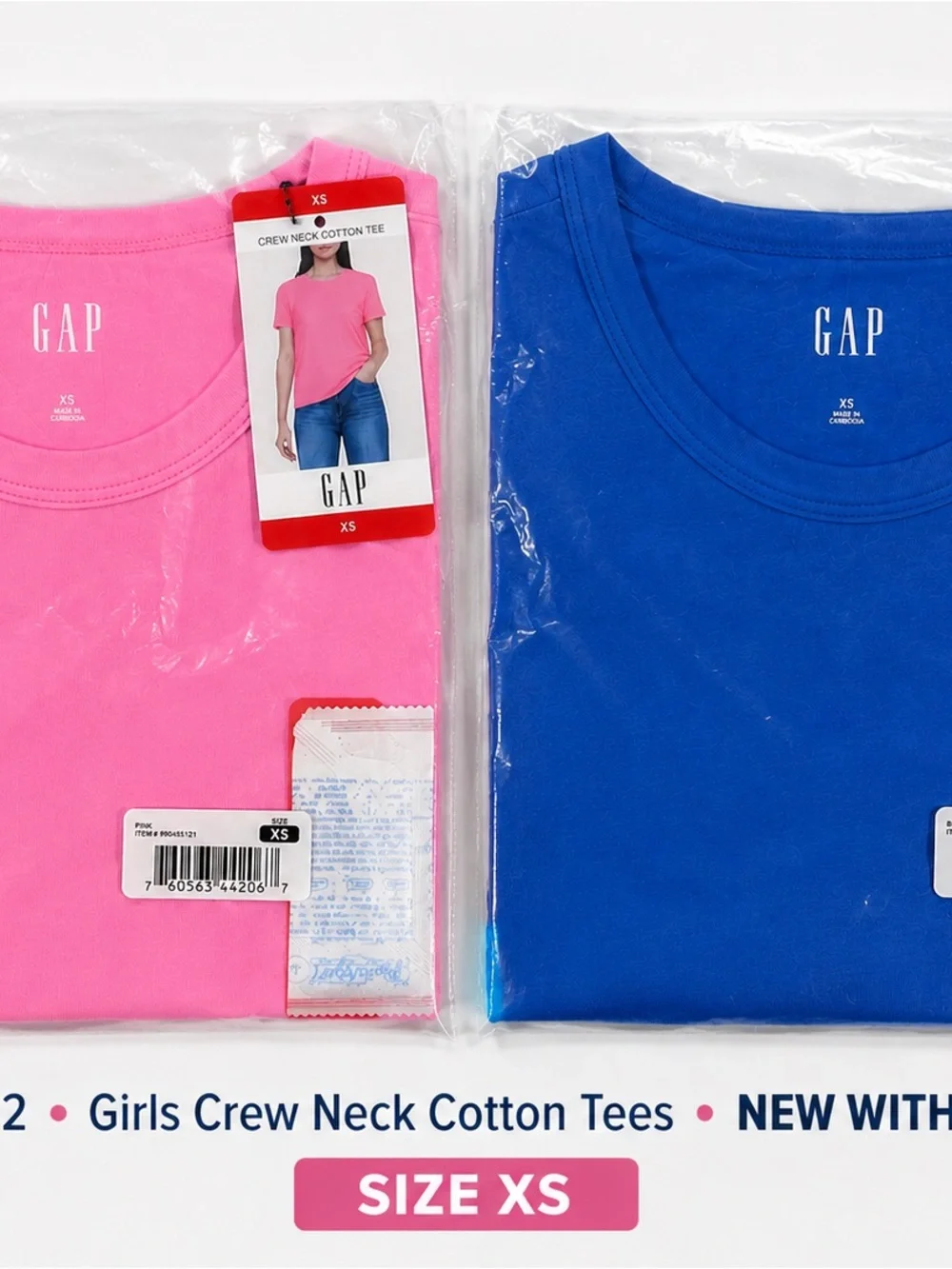 GAP Girls Crew Neck Cotton Tees - Pink & Blue